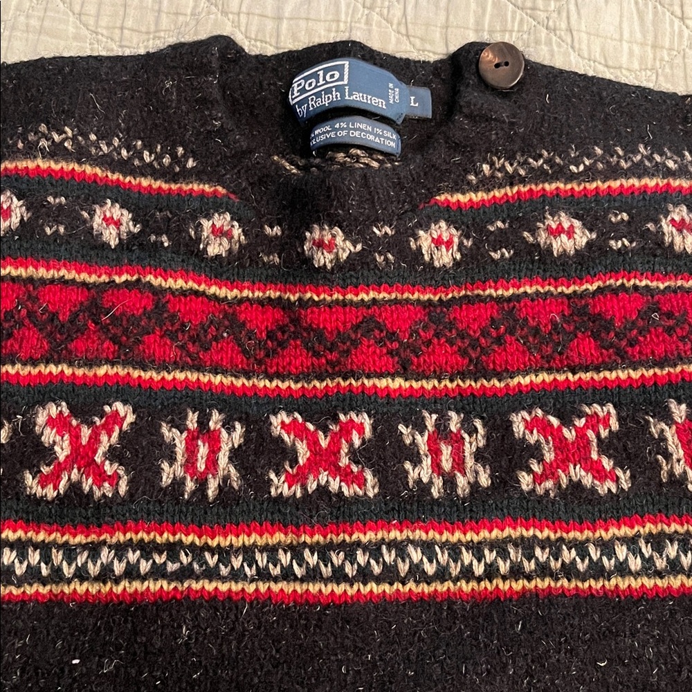 Ralph Lauren Black and Red Wool Sweater - Picture 3 of 14